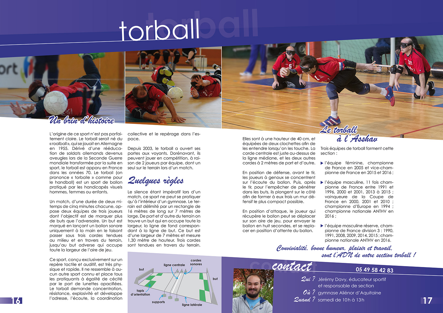 la double-page de la section torball de la revue 2016