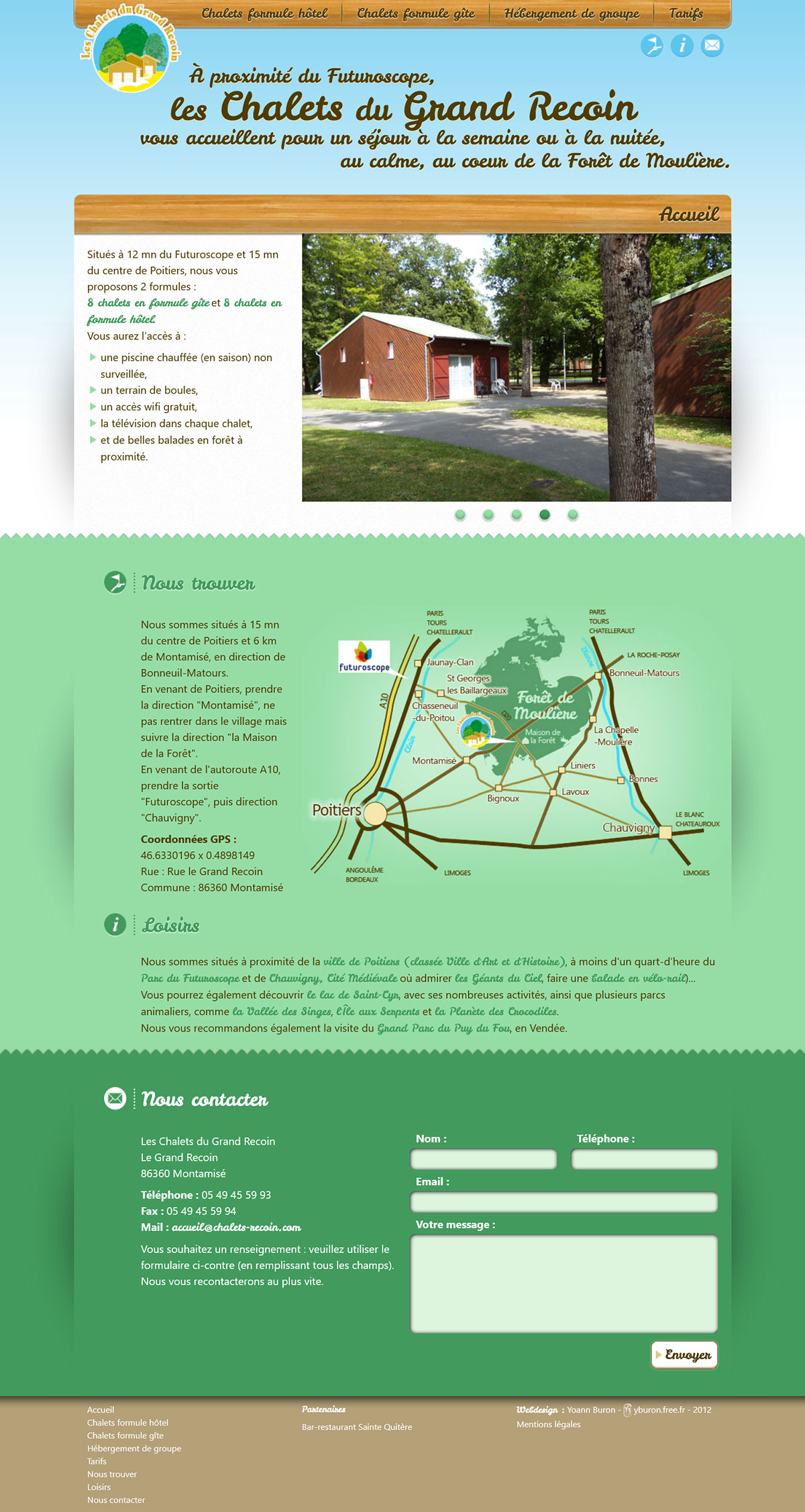 vue complète de la page d'accueil du site