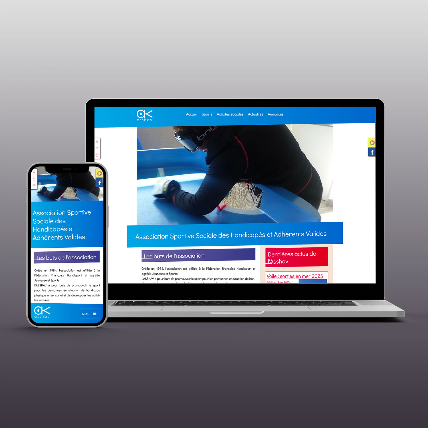 vue du site sur un écran de pc portable et un écran de mobile