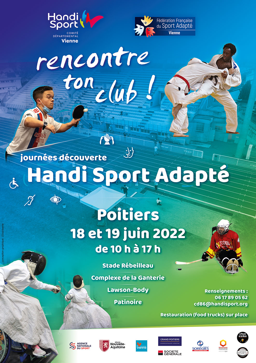 zoom sur une affiche événementielle de handisport et sport adapté en 2022