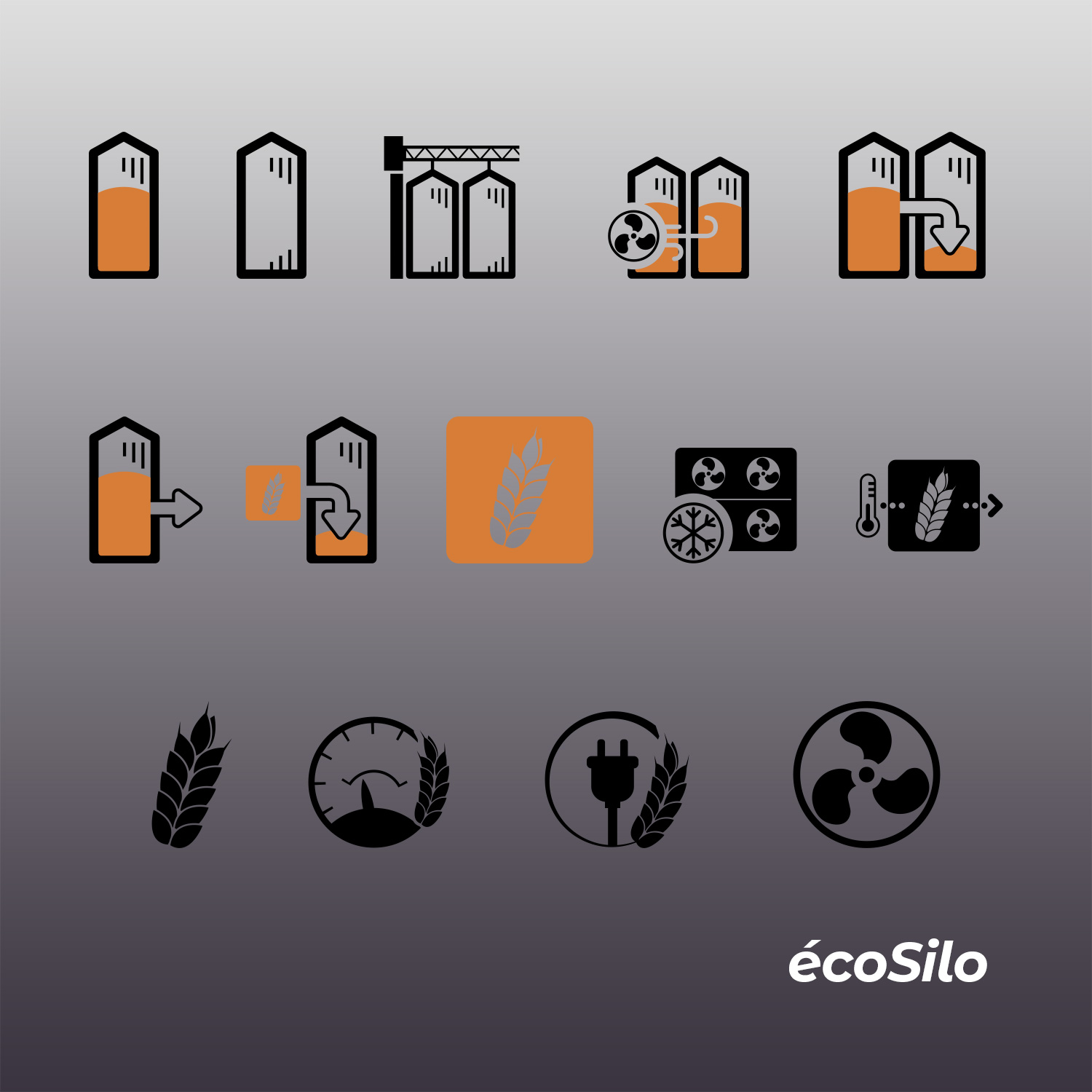 un panel d'icônes pour l'application écoSilo