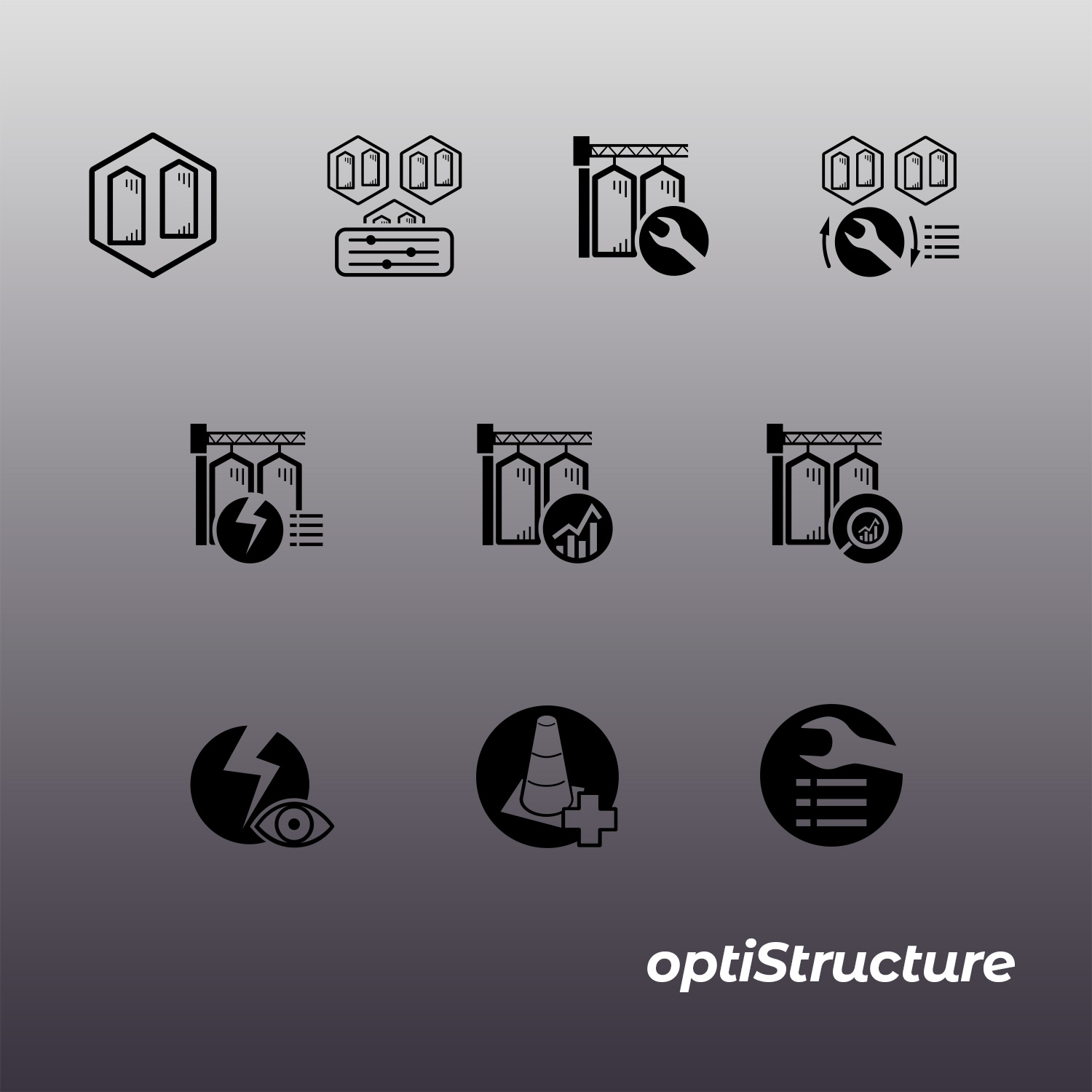 ensemble d'icônes pour l'application optiStructure