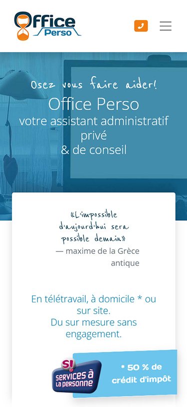 vue d'une page au format d'un écran de mobile