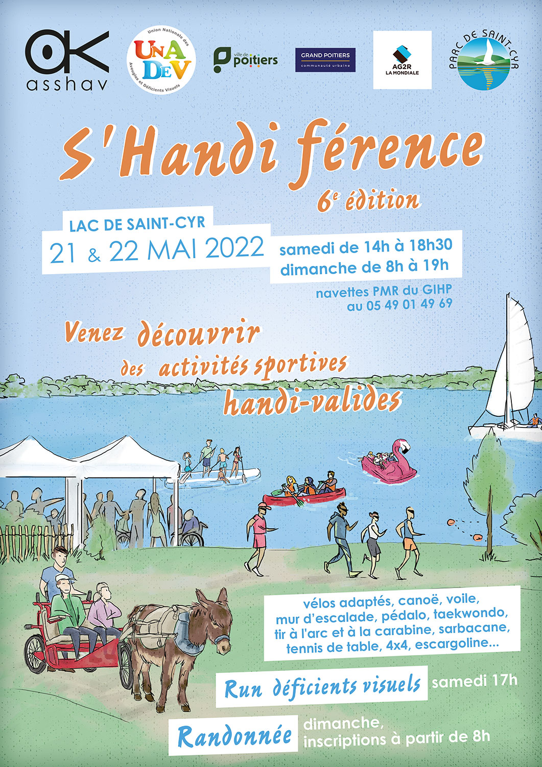 affiche pour l'événement S'Handifférence en 2022 au lac de Saint-Cyr