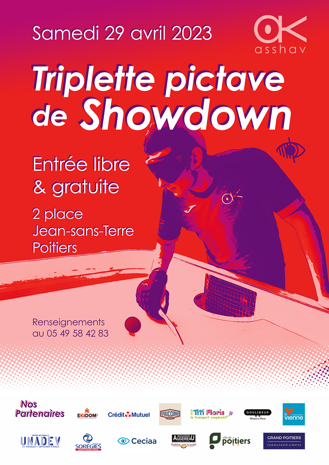 affiche pour une rencontre de showdown au local de l'Asshav en 2023