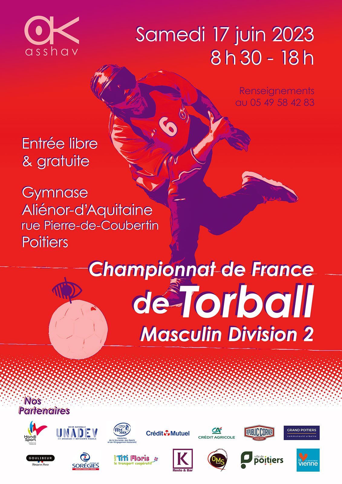 affiche pour un match de torball en 2023