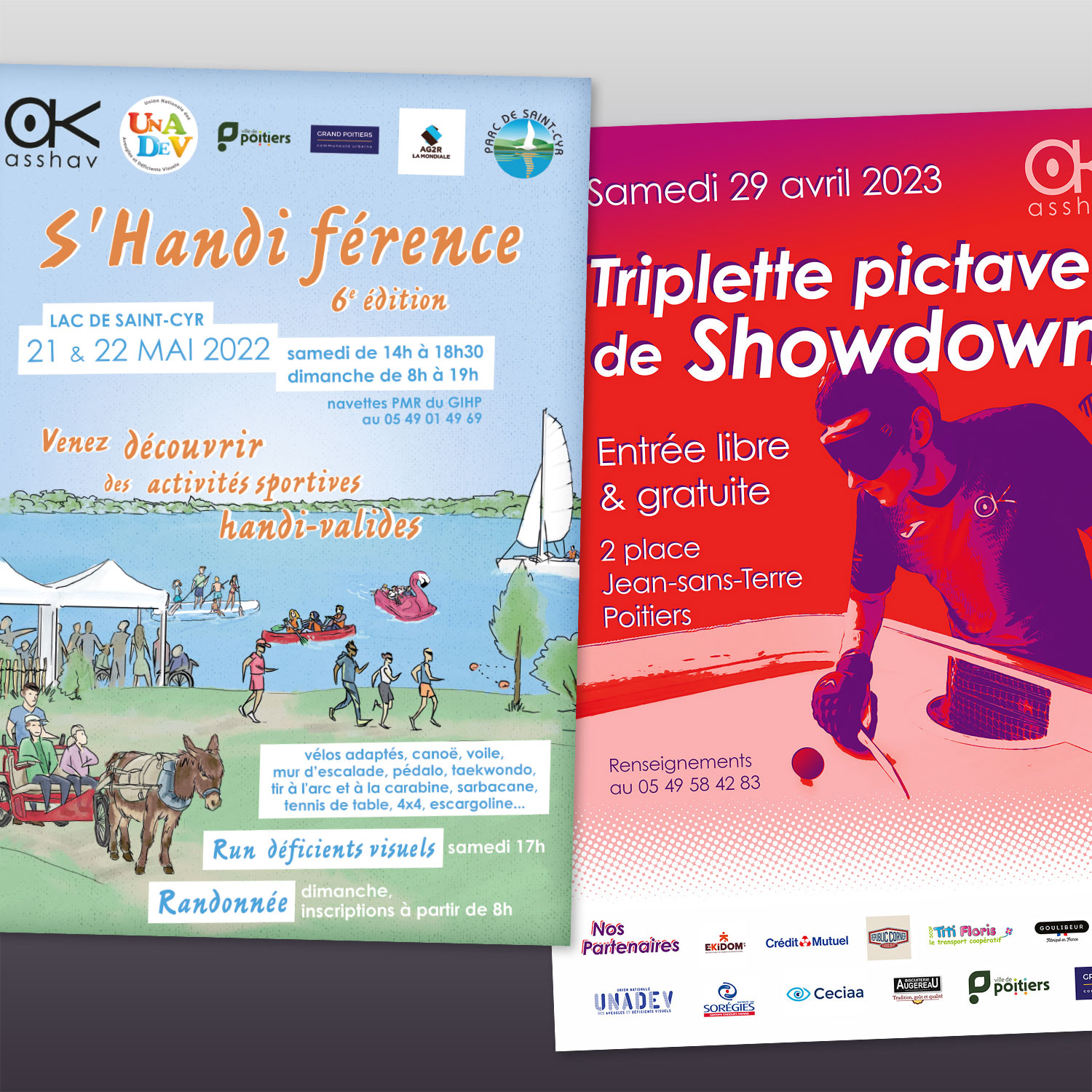 deux affiches de manifestations organisées par l'Asshav