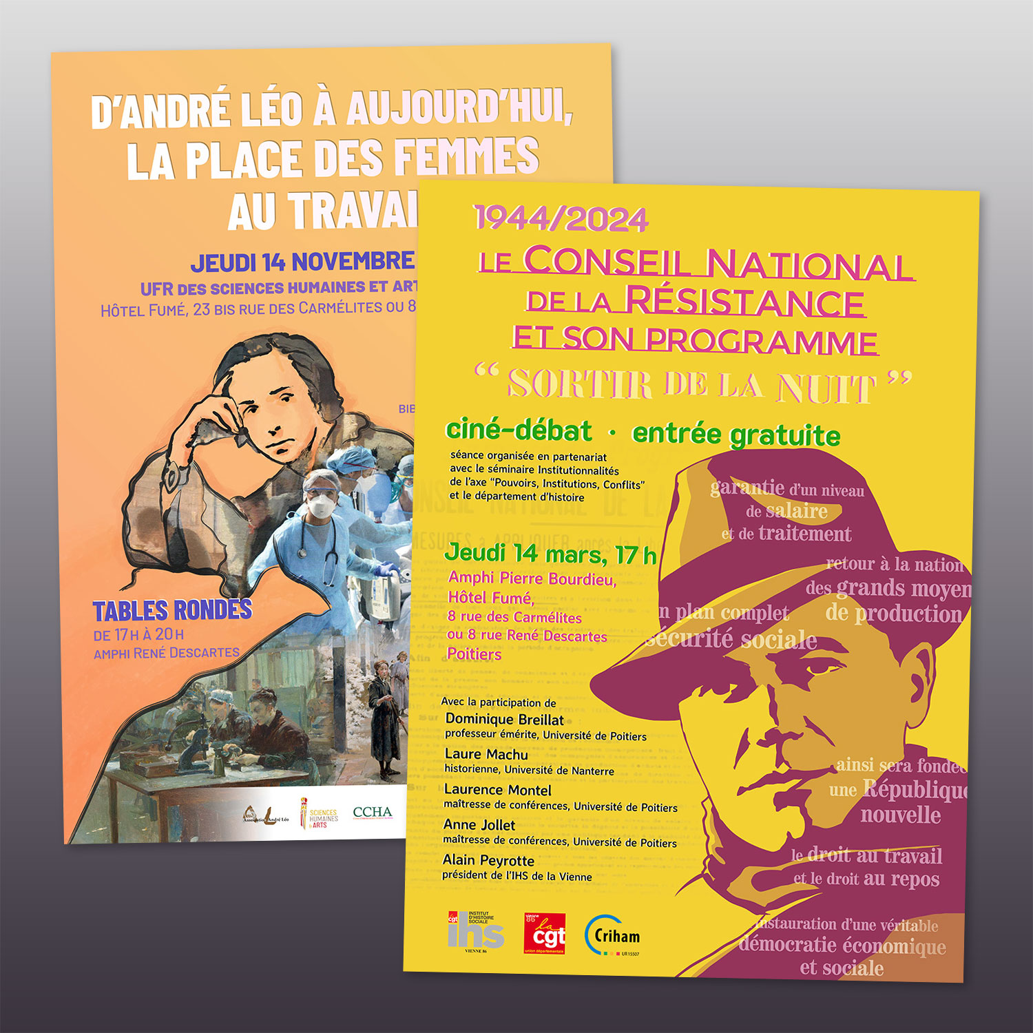 deux affiches pour des conférences organisées par l'IHS