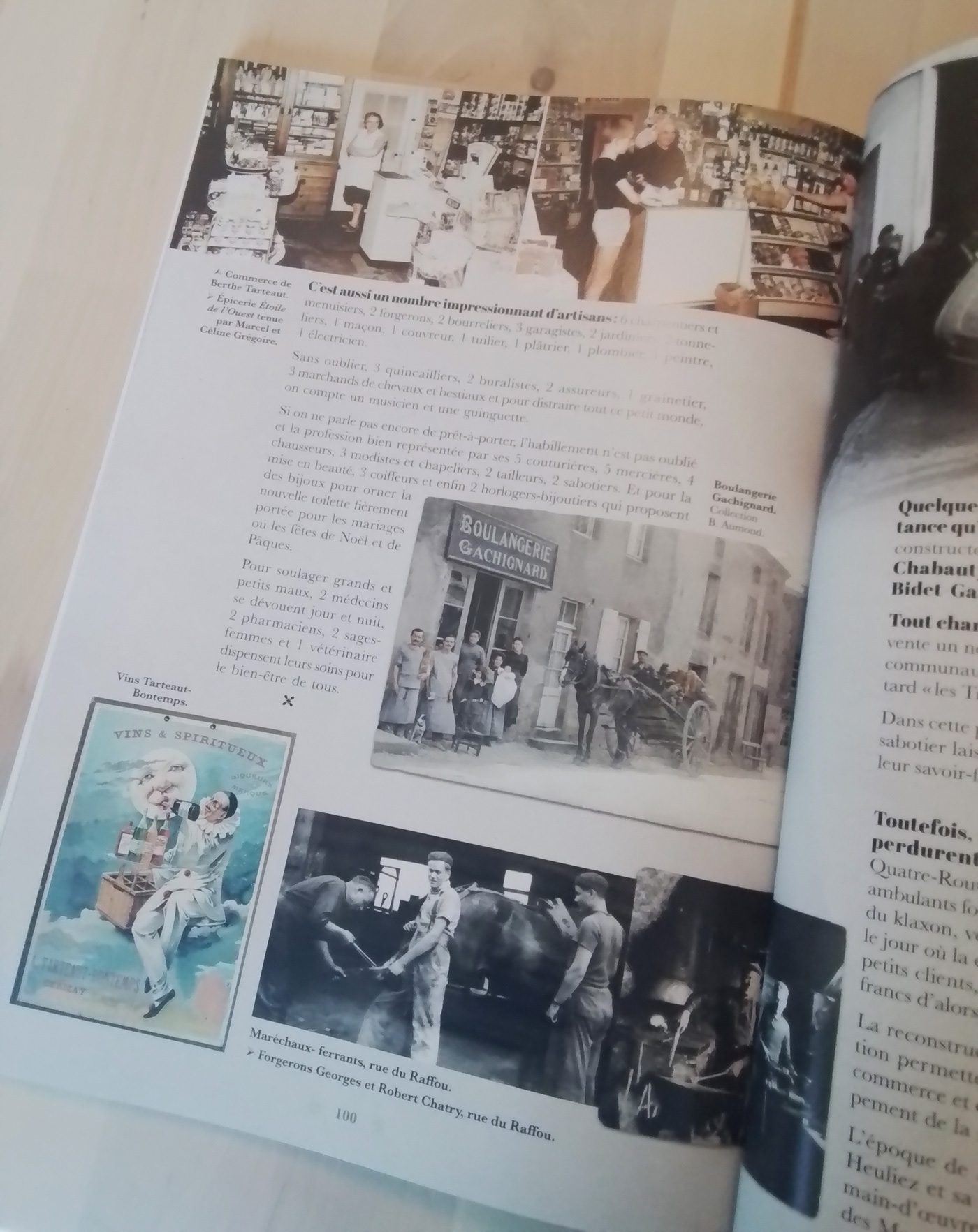 une page illustrée de photos d'archives des artisans de la ville